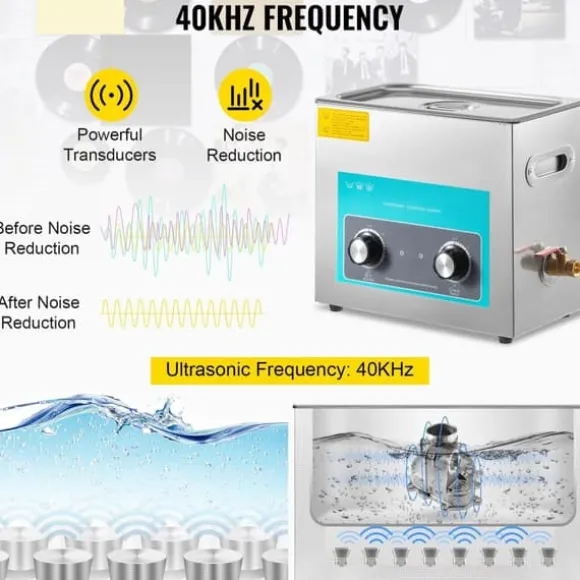 6,5L 40KHz ultraljudsrengörare med värmare, djuprengöring, justerbar temperatur och tid, lämplig för kommersiellt och hushållsbruk