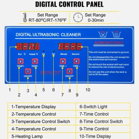 6L 40kHz 180W digital ultraljudsrengörare, djuprengöring, justerbar tid/temperatur, humaniserad design, bred applikation