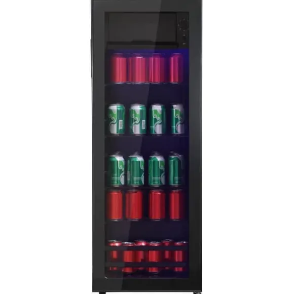 128L Mini-Kylskåp, 8L frys + 120L kyl, För 94 burkar, Tyst drift, Kompressor, LED-ljus, Justerbara hyllor
