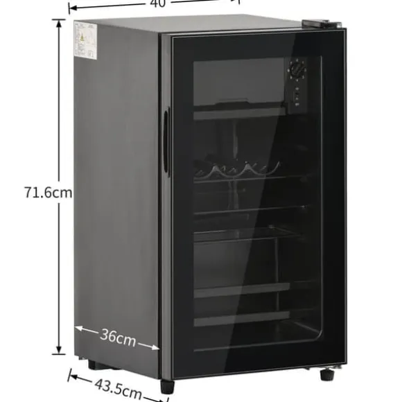 76L Mini-Kylskåp, 6L frys + 70L kyl, LED-ljus, För 51 burkar, Tyst drift, Kompressor, Justerbara hyllor