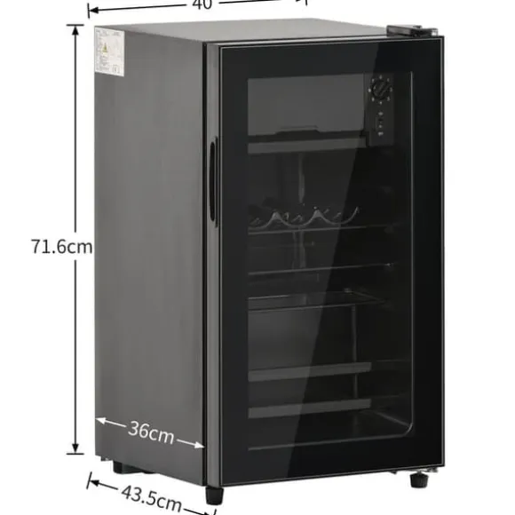 76L Mini-Kylskåp, 6L frys + 70L kyl, LED-ljus, För 51 burkar, Tyst drift, Kompressor, Justerbara hyllor