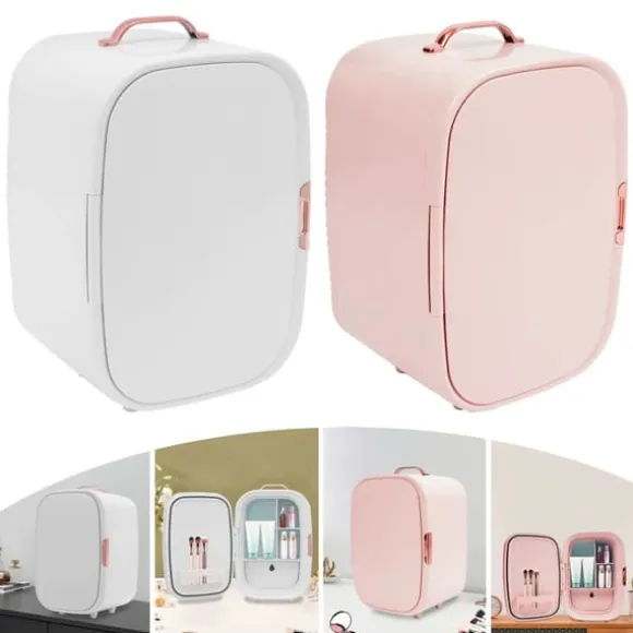 12 L mini sminkkyl, kosmetikkyl med kyl- och värmefunktion, för hem och bil, elfenbensfärgad