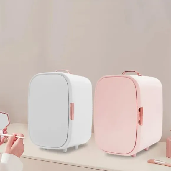 12 L mini sminkkyl, kosmetikkyl med kyl- och värmefunktion, för hem och bil, elfenbensfärgad