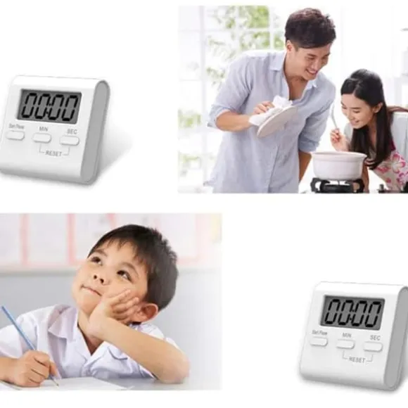 Lollanda Digital Kökstimer 2-pack, Köks-Timer - Magnetisk, Digital Timer med Magnet & LCD-display, Vit med Ställ