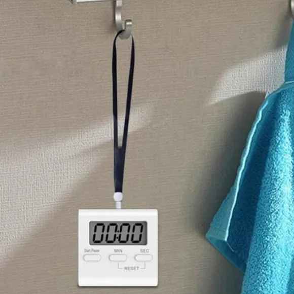 Lollanda Digital Kökstimer 2-pack, Köks-Timer - Magnetisk, Digital Timer med Magnet & LCD-display, Vit med Ställ