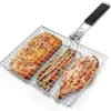 Lollanda Hopfällbar Grillkorg 46.5x32 cm, Rostfritt Stål Grillkorg – för camping och utomhus, för fisk, grönsaker och kött