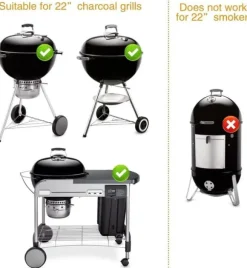 Lollanda One-touch rengöringssystem-kit för Weber 22-1/2-Inch grill – förhöjd tjocklek, värmetålig och lätt att installera