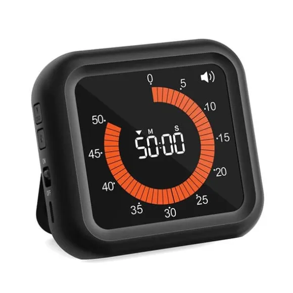 Lollanda Visuell Timer 11 timmar 59 minuter,Uppladdningsbar Timer med Magnet & Stativ, Justerbar Volym