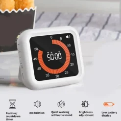 Lollanda Visuell Timer 11 timmar 59 minuter,Uppladdningsbar Timer med Magnet & Stativ, Justerbar Volym