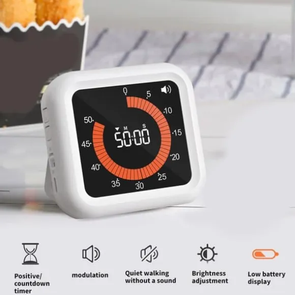 Lollanda Visuell Timer 11 timmar 59 minuter,Uppladdningsbar Timer med Magnet & Stativ, Justerbar Volym