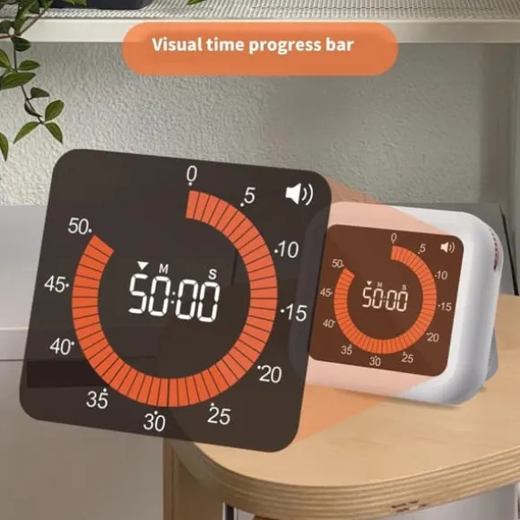 Lollanda Visuell Timer 11 timmar 59 minuter,Uppladdningsbar Timer med Magnet & Stativ, Justerbar Volym