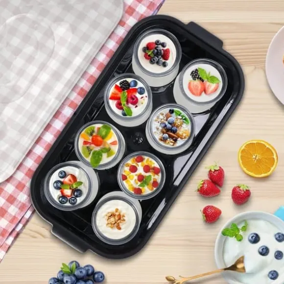 Lollanda Yoghurtmaskin Yoghurtmaskin med Temperaturinställning, Termostat & 48 Timmars Timer, 8 Glas À 180 Ml Vardera för Hem