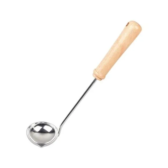 Louchette för crêpe - Inox - Tillverkad i Frankrike - Handtag i bokträ - 29 cm - Urtappningsnäbb
