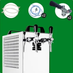 öltapp Kontakt 40/K 2-linjers torrkylningsenhet av rostfritt stål, 50 liter/h, med membranpump, Green Line, KEG:Type M, KEG 2:Type G