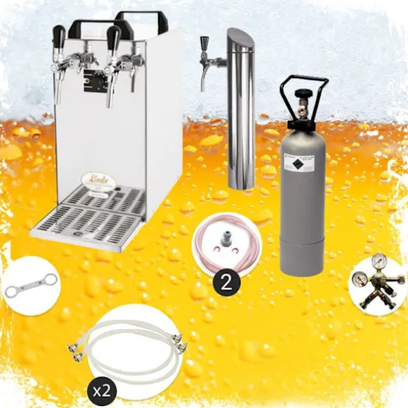 Öltapp- kontakt 40 2-sidigt torrkylare, kontinuerlig kylare 50 liter / h, inkl. Dispenserspelare, Green Line, KEG:Type A, KEG 2:Type G