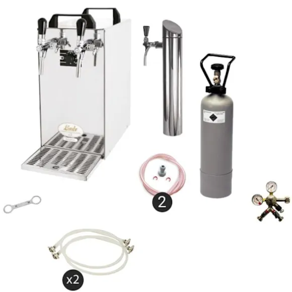 Öltapp- kontakt 40 2-sidigt torrkylare, kontinuerlig kylare 50 liter / h, inkl. Dispenserspelare, Green Line, KEG:Type A, KEG 2:Type D