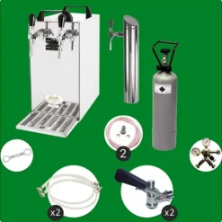 Öltapp- kontakt 40 2-sidigt torrkylare, kontinuerlig kylare 50 liter / h, inkl. Dispenserspelare, Green Line, KEG 2:Type G, KEG:NC Adapter