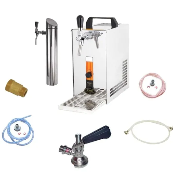 Öltapp, öldispenser, ölmaskin PYGMY 25 / K med membranpump, 1-sidigt torrkylningsanordning av stål, 35 liter/h, inkl dispenser, Green Line, KEG:Type D | CDON