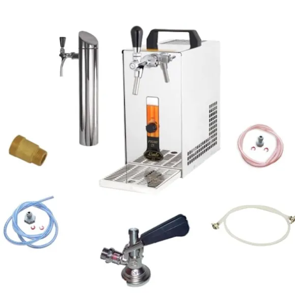 Öltapp, öldispenser, ölmaskin PYGMY 25 / K med membranpump, 1-sidigt torrkylningsanordning av stål, 35 liter/h, inkl dispenser, Green Line, KEG:Type D | CDON