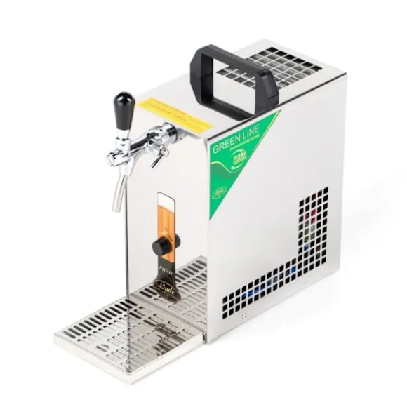 Öltapp, öldispenser, ölmaskin PYGMY 25 / K med membranpump, 1-sidigt torrkylningsanordning av stål, 35 liter/h, inkl dispenser, Green Line, KEG:Type D | CDON