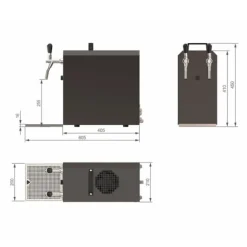 Öltapp STREAM 50K med luftpump ölkorg, flödeskylare 2-ledare torrkylare, upp till 55 liter/h - BLACK EDITION, KEG 2:Type D, KEG:NC Adapter