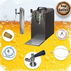 Öltapp STREAM 50K med luftpump, ölväska, genomströmningskylare 2-radig torr svalare, upp till 55 liter / h - SVART UTGÅNG, KEG:utan, KEG 2:Type A