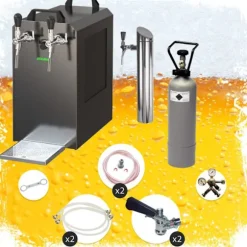 Öltapp - STREAM 50 ölväska, genomströmningskylare, 2-rads torrkylare, upp till 55 liter / h - SVART UTGÅNG, KEG:Type D, KEG 2:utan