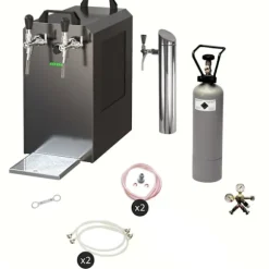 Öltapp - STREAM 50 ölväska, genomströmningskylare, 2-rads torrkylare, upp till 55 liter / h - SVART UTGÅNG, KEG:Type D, KEG 2:utan