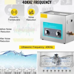 6,5L Ultraljudsrengöring för smycken, glasögon, tandproteser och musikinstrument med värmetimer och knoppkontroll.