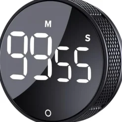Magnetisk Digital KöksTimer - Stort LED-display, Nedräkning - Till Matlagning/Bakning/Klassrum (Svart)