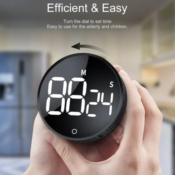 Magnetisk Digital KöksTimer - Stort LED-display, Nedräkning - Till Matlagning/Bakning/Klassrum (Svart)