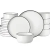 MALACASA Servis, Elegant Rund Form, Blyfri Keramik,Svart kant, 36 PCS