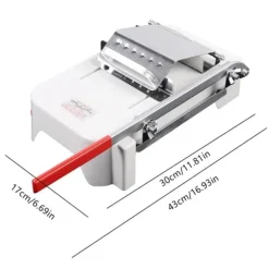 Manuell fryst köttskärare - Slicer - Rostfritt stål - Blad 20 cm - Tjocklek 0,25–25 mm - 30×17 cm - Skinka & nötrullar - Silver