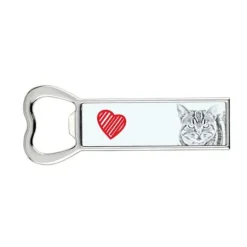 Manx - flasköppnare med en katt, personlig kylöppnare, unik present till en man från Art-Dog