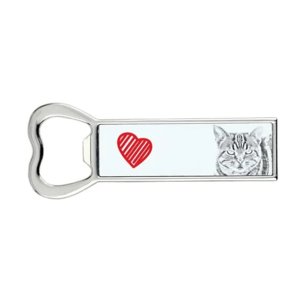 Manx - flasköppnare med en katt, personlig kylöppnare, unik present till en man från Art-Dog