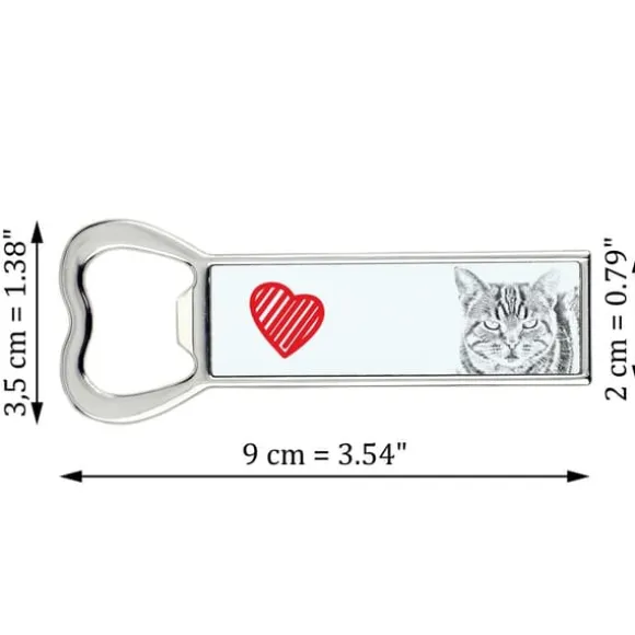 Manx - flasköppnare med en katt, personlig kylöppnare, unik present till en man från Art-Dog