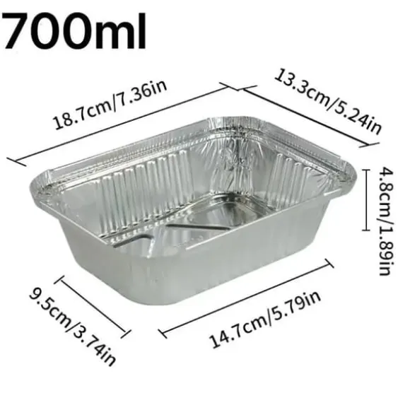 Matbehållare, Aluminiumfolie, Engångsdesign,XL-700ml, 50st-b