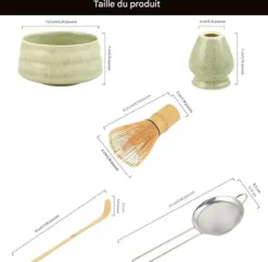 Matcha Kit-Kit Matcha-Matcha Set-5 delar, med matcha visp, matcha sked, matcha skål, skedhållare, matcha sikt.