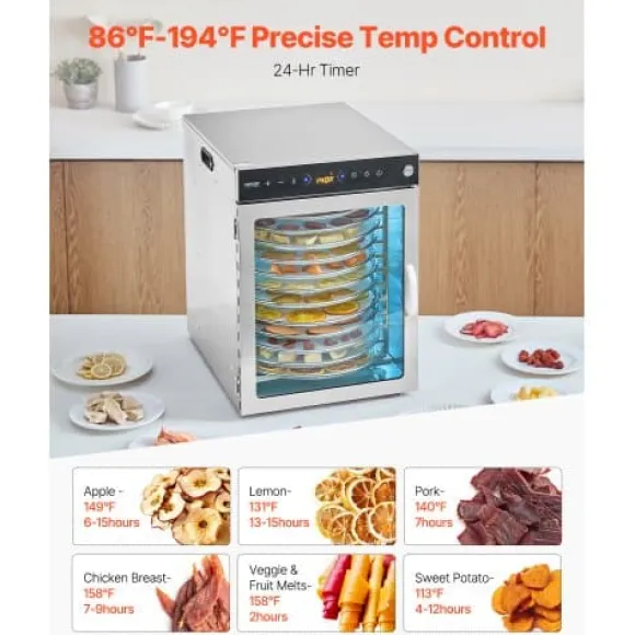 Matdehydrator, 12 brickor, 35,5x47,3x49,5 cm, rostfritt stål