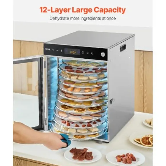 Matdehydrator, 12 brickor, 35,5x47,3x49,5 cm, rostfritt stål