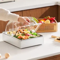 Matserveringsdisplaybehållare, 34,5x27,6x24,5 cm, rostfritt stål