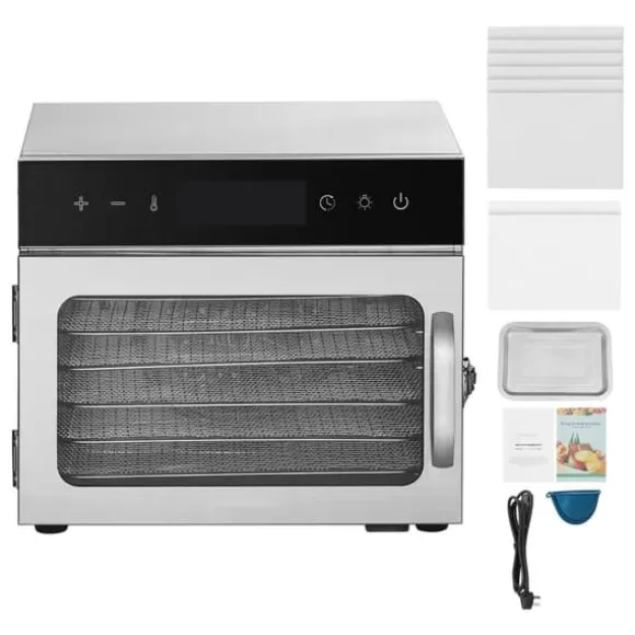 Mattorkarmaskin 6 Brickor, Rostfritt Stål 400W, Jerky Frukttorkning, Hög Effektivitet