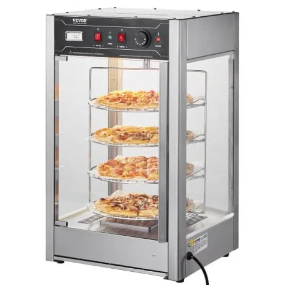 Matvärmare Display, 4-vånings Pizzavärmare, 46,5x46x78 cm, Rostfritt Stål
