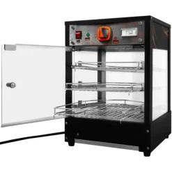 Matvärmare Uppvärmd Pizzadisplay Glasskärm Kommersiell Varm Mat Pizza Paj Svart Stål Elektrisk 30 - 85°C Temperatur 3-hyllplan Trådhyllor GRATIS Tång | CDON