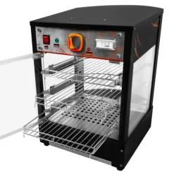 Matvärmare Uppvärmd Pizzadisplay Glasskärm Kommersiell Varm Mat Pizza Paj Svart Stål Elektrisk 30 - 85°C Temperatur 3-hyllplan Trådhyllor GRATIS Tång | CDON
