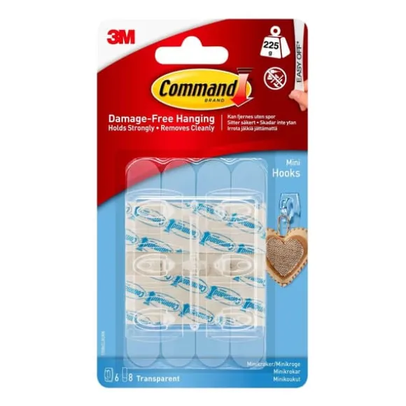 3M Command Transparenta självhäftande strips med transparenta Minikrokar
