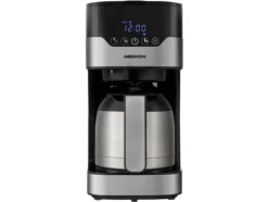 MEDION MD 18458, Droppande kaffebryggare, 1,2 l, Malat kaffe, 900 W, Svart, Rostfritt stål
