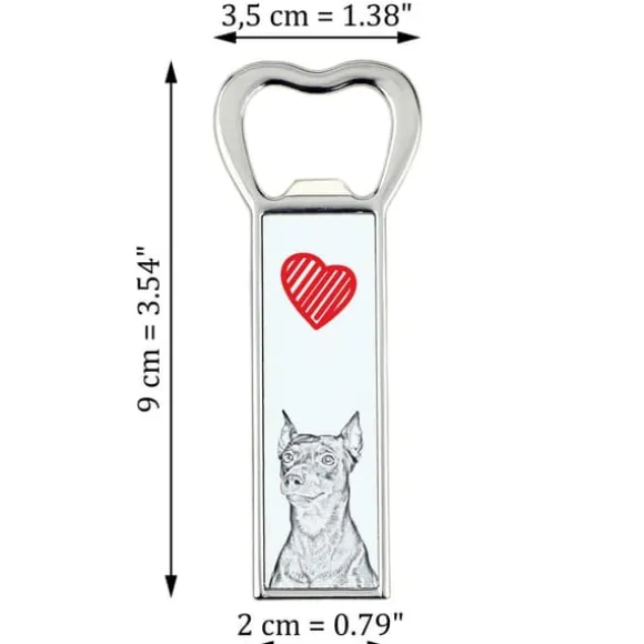 Medium Pinscher, German Pinscher - flasköppnare med en hund, personlig kylöppnare, unik present till en man från Art-Dog