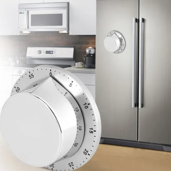 Mekanisk kökstimer - Magnetisk bas, silver