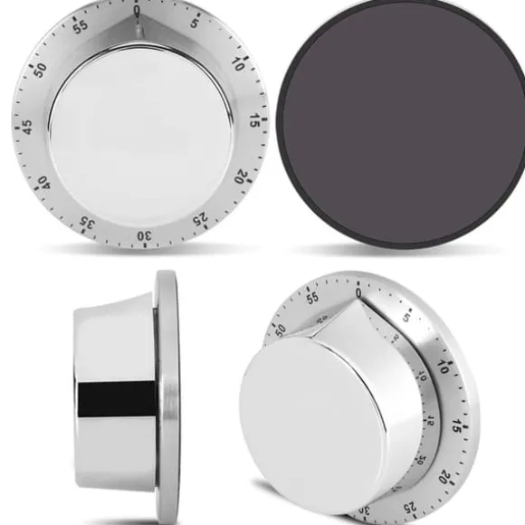 Mekanisk kökstimer - Magnetisk bas, silver